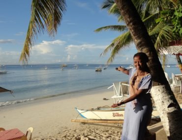 Wangechi enjoying the beautiful beach in Bohol, Philippines
